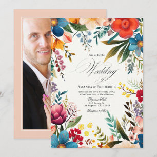 Aquarellfarben-Fiesta-Hochzeitsfotovorlage Einladung