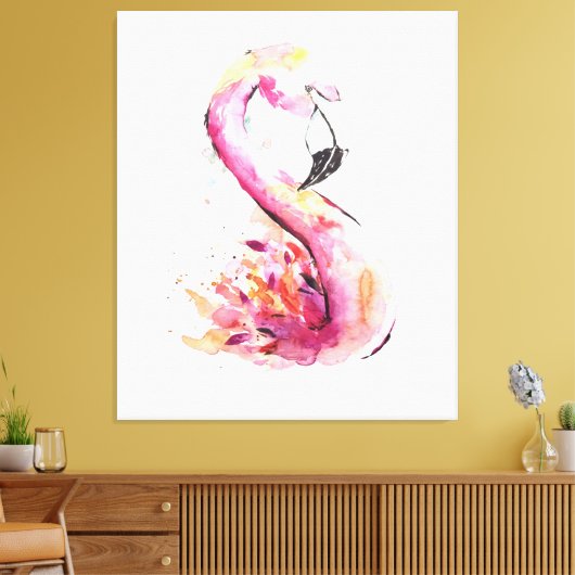 Aquarellfarben Flamingo | Funny Flaming Leinwanddruck (Insitu (Wohnzimmer))