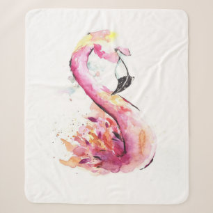 Aquarellfarben Flamingo Funny Flaming Sherpadecke