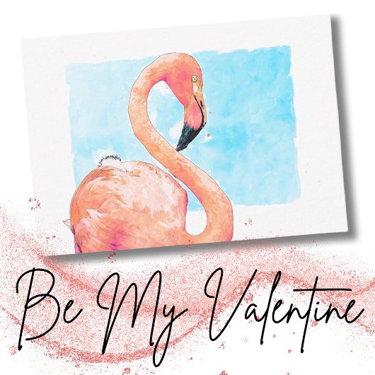 Aquarellfarben Flamingo Schule Valentinstag Mitteilungskarte
