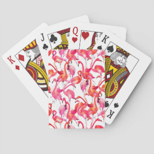 Aquarellfarben Flamingos in Wasserfarben Spielkarten