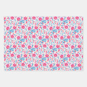 Aquarellfarben Flora-Muster Geschenkpapier Set (Vorderseite)