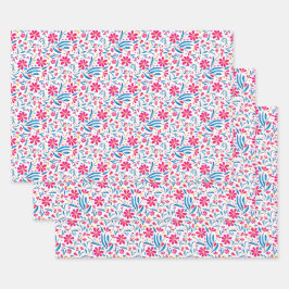 Aquarellfarben Flora-Muster Geschenkpapier Set