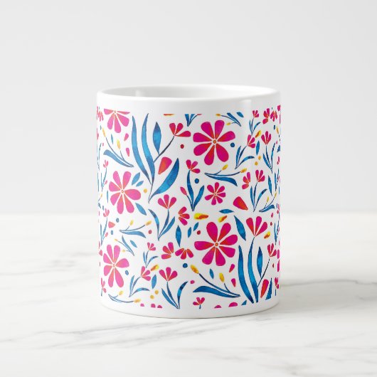 Aquarellfarben Flora-Muster Jumbo-Tasse (Vorderseite)