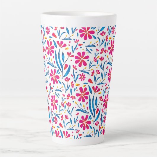 Aquarellfarben Flora-Muster Milchtasse (Vorderseite)