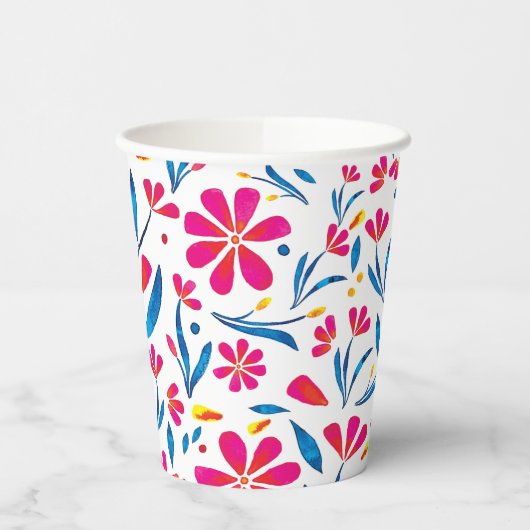 Aquarellfarben Flora-Muster Pappbecher (Links)