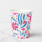 Aquarellfarben Flora-Muster Pappbecher (Vorderseite)