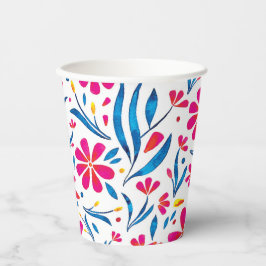 Aquarellfarben Flora-Muster Pappbecher