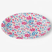 Aquarellfarben Flora-Muster Pappteller (Schrägansicht)