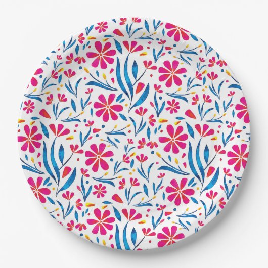 Aquarellfarben Flora-Muster Pappteller (Vorderseite)