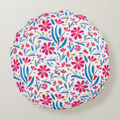 Aquarellfarben Flora-Muster Rundes Kissen (Rückseite)