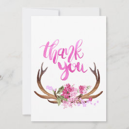 Aquarellfarben Floral Antlers Vielen Dank Karte
