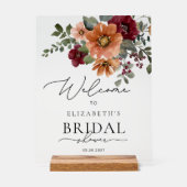 Aquarellfarben Floral Boho Fall Brautparty Willkom Acrylschild (Vorderseite)