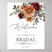 Aquarellfarben Floral Boho Fall Brautparty Willkom Poster (Vorne)