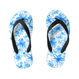 Aquarellfarben Floral Chintz Niedliches Muster Kinderbadesandalen