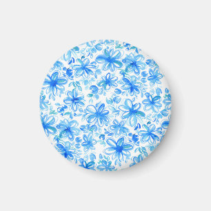 Aquarellfarben Floral Chintz Niedliches Muster Magnet