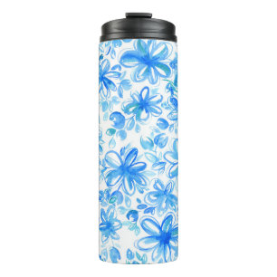 Aquarellfarben Floral Chintz Niedliches Muster Thermosbecher