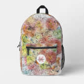 Aquarellfarben Floral Doodname und Monogramm Bedruckter Rucksack (Vorderseite)