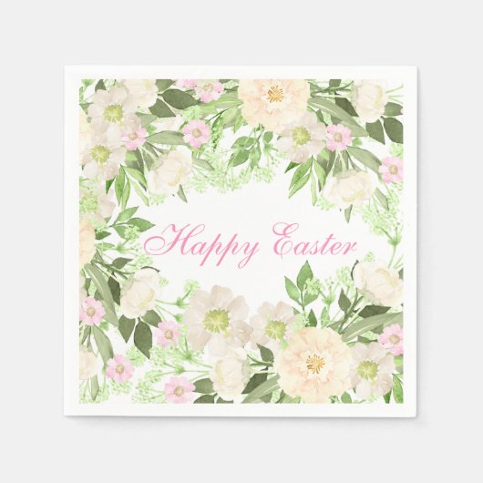 Aquarellfarben Floral Happy Oster Serviette (Vorderseite)