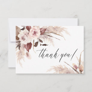 Aquarellfarben Floral Pampas Grass Boho Hochzeit  Dankeskarte