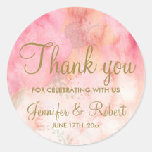Aquarellfarben Floral Pink Gold Danke Sticker