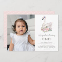 Aquarellfarben Floral Swan Princess Birthday Foto