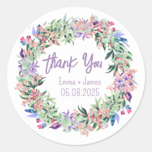 Aquarellfarben Floral Vielen Dank Aufkleber
