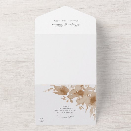 Aquarellfarben florale Hülle dreimal Hochzeit All In One Einladung (Außenbereich)