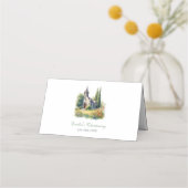 Aquarellfarben FLoralkirchliche Taufe Christening Platzkarte (Vorderseite)