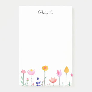 Aquarellfarben Florals und Name des Skripts Post-it Klebezettel