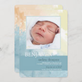 Aquarellfarben Foto Geburtsankündigung Ankündigung (Vorne/Hinten)