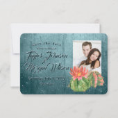 Aquarellfarben - Foto Save the Date Aquamarin Einladung (Vorderseite)