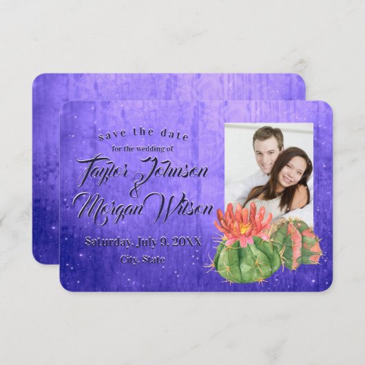Aquarellfarben - Foto Save the Date Lila Einladung (Vorne/Hinten)