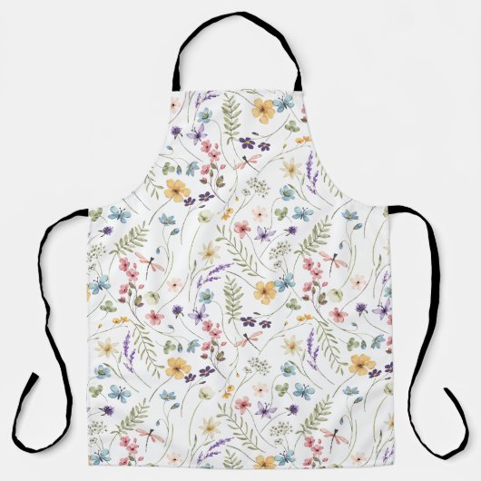 Aquarellfarben Frühlingsblumen Blumenmuster Schürze (Vorderseite)