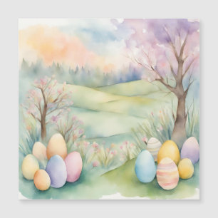 Aquarellfarben-Frühlingsszene Magnetkarte