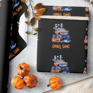 Aquarellfarben Funny Monster Truck Skelette Hallow Geschenkpapier
