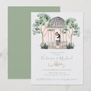 Aquarellfarben-Gazebo mit Bräu- und Bräutigu-Eukal Einladung