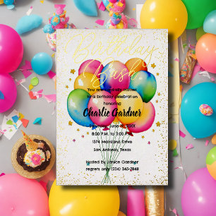 Aquarellfarben Geburtstagsballons farbenfroh Folieneinladung