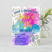 Aquarellfarben Gefärbte Krawatte Paint Splash Gebu Einladung (Stehend Vorderseite)