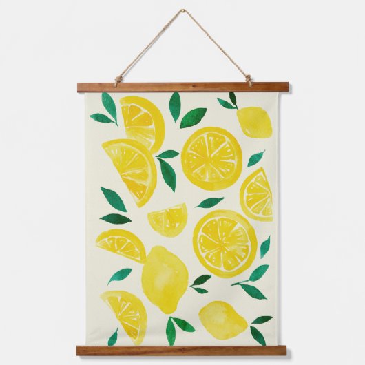 Aquarellfarben - gelb und grün wandteppich mit holzrahmen (Vorderseite)