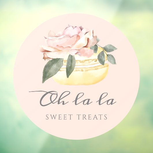 Aquarellfarben Gelbe Macaron Bäckerei & Süßigkeite Fensteraufkleber (Blatt 3)