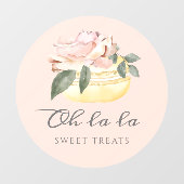 Aquarellfarben Gelbe Macaron Bäckerei & Süßigkeite Fensteraufkleber (Blatt)