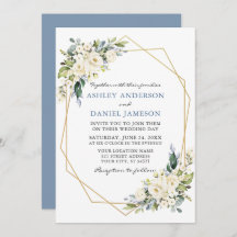 Aquarellfarben Geo Rahmen Dusty Blue Wedding