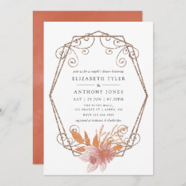 Aquarellfarben Geometrische Terracotta Paare Dusch Einladung