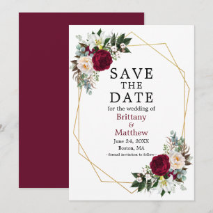 Aquarellfarben Georahmen Burgund Save The Date