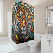 Aquarellfarben gestanzter Glass Tiger Duschvorhang (Beispiel)