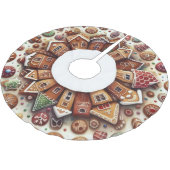 Aquarellfarben Gingerbread House Cookies Weihnacht Polyester Weihnachtsbaumdecke (Schrägansicht)
