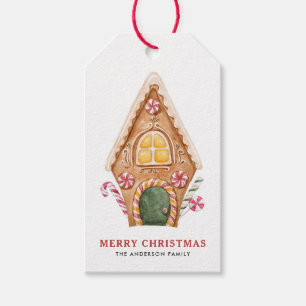 Aquarellfarben Gingerbrot Weihnachten im Haus Geschenkanhänger