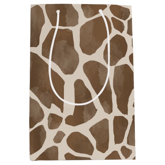 Aquarellfarben Giraffe Tierisches Muster Mittlere Geschenktüte (Vorderseite)