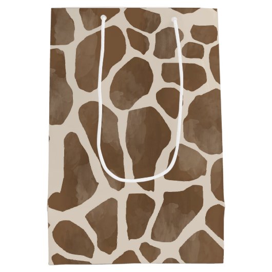 Aquarellfarben Giraffe Tierisches Muster Mittlere Geschenktüte (Rückseite)